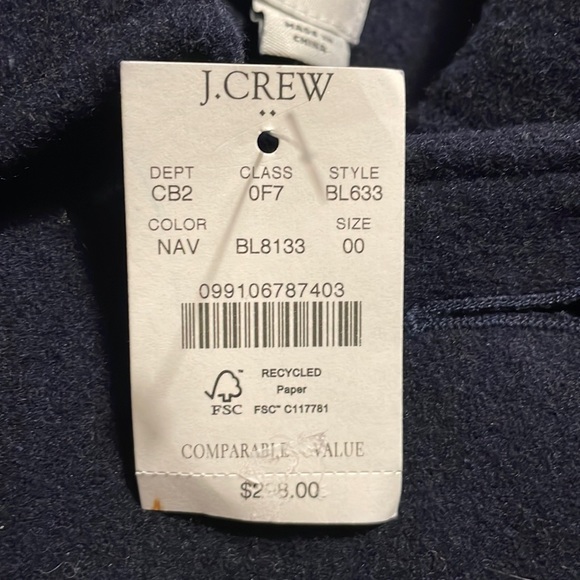 J Crew women’s pea coat Size 00 MSRP $298.00 - Picture 2 of 4